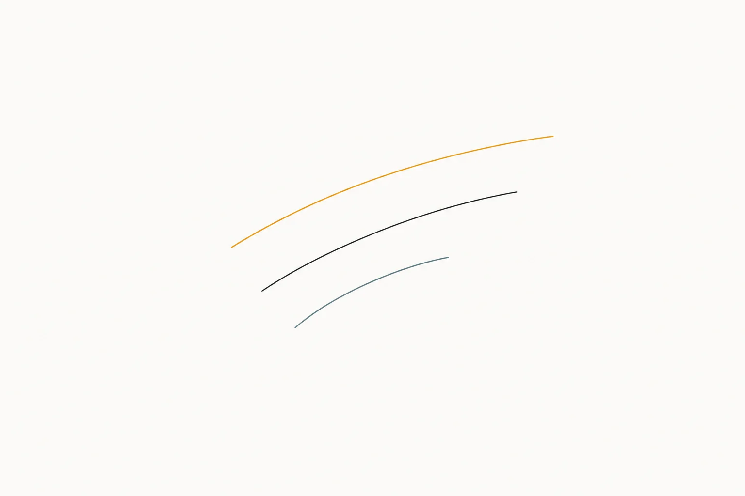 Minimalist line illustration of three thin curved lines arranged in parallel, in dark sage on cream.