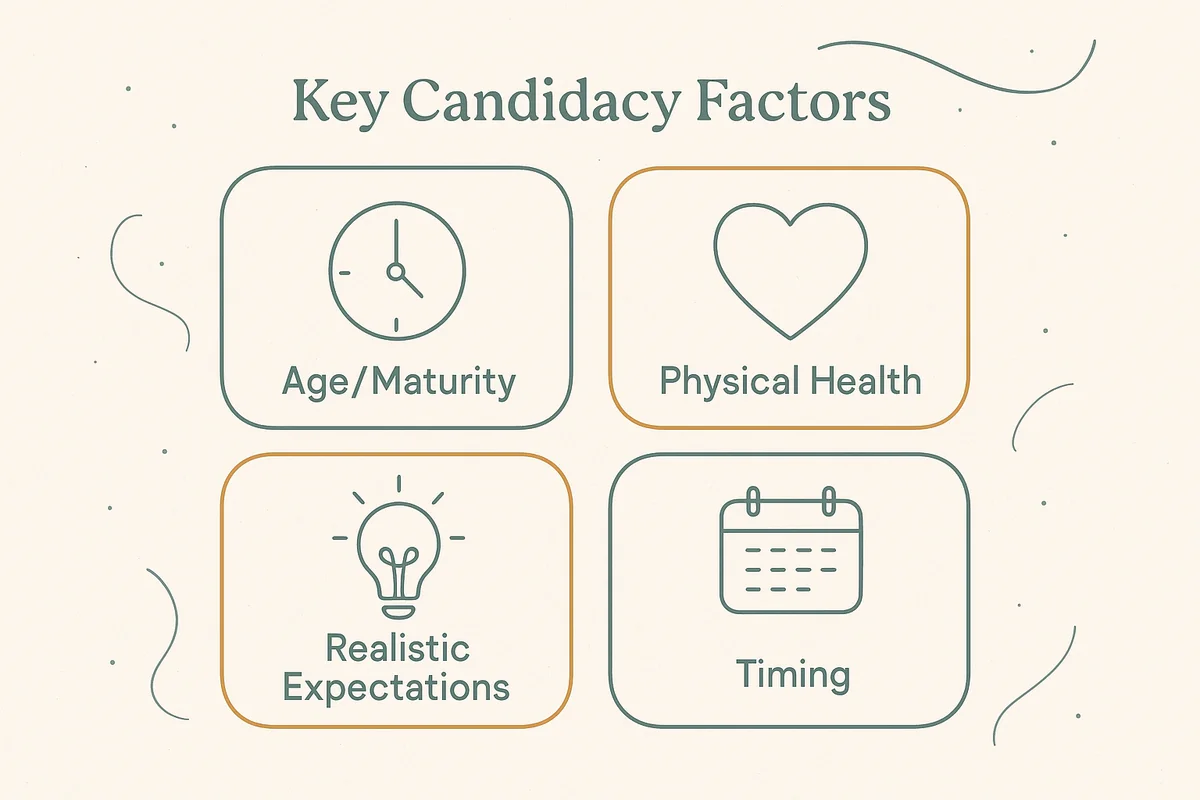 Key candidacy factors — age, health, expectations, timing
