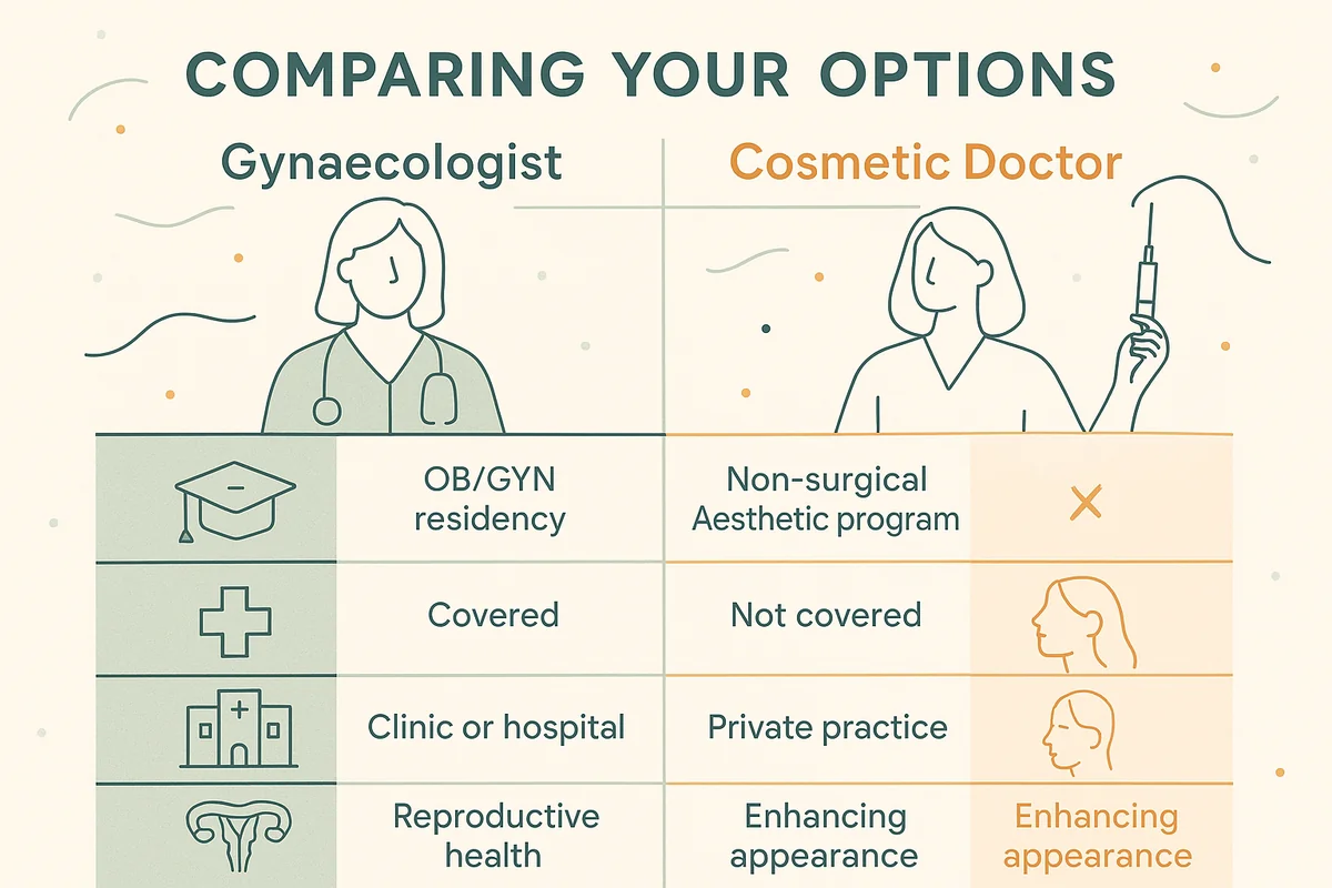Comparing gynaecologist vs cosmetic doctor for labiaplasty