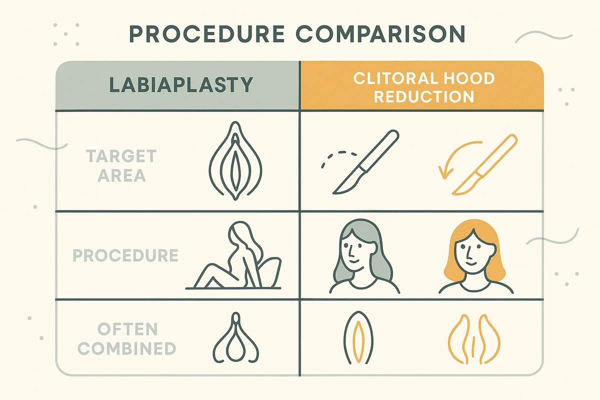 Labiaplasty vs clitoral hood reduction — procedure comparison