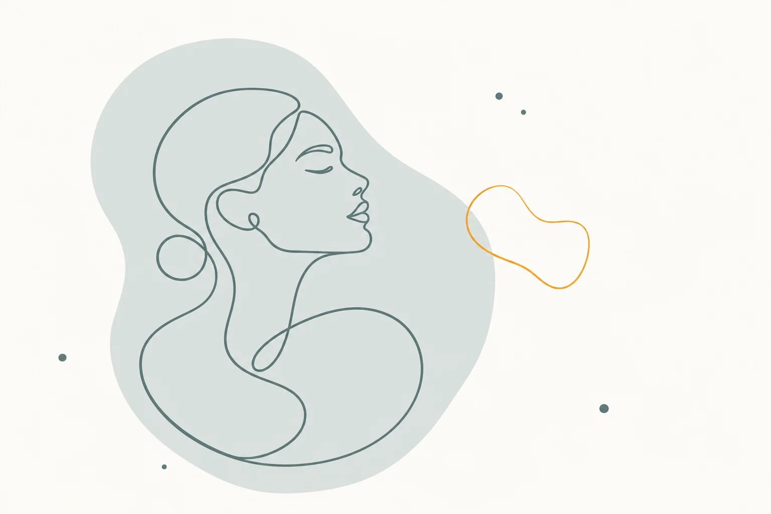 Minimalist line illustration of a single flowing ribbon forming a loop, in dark sage on cream.