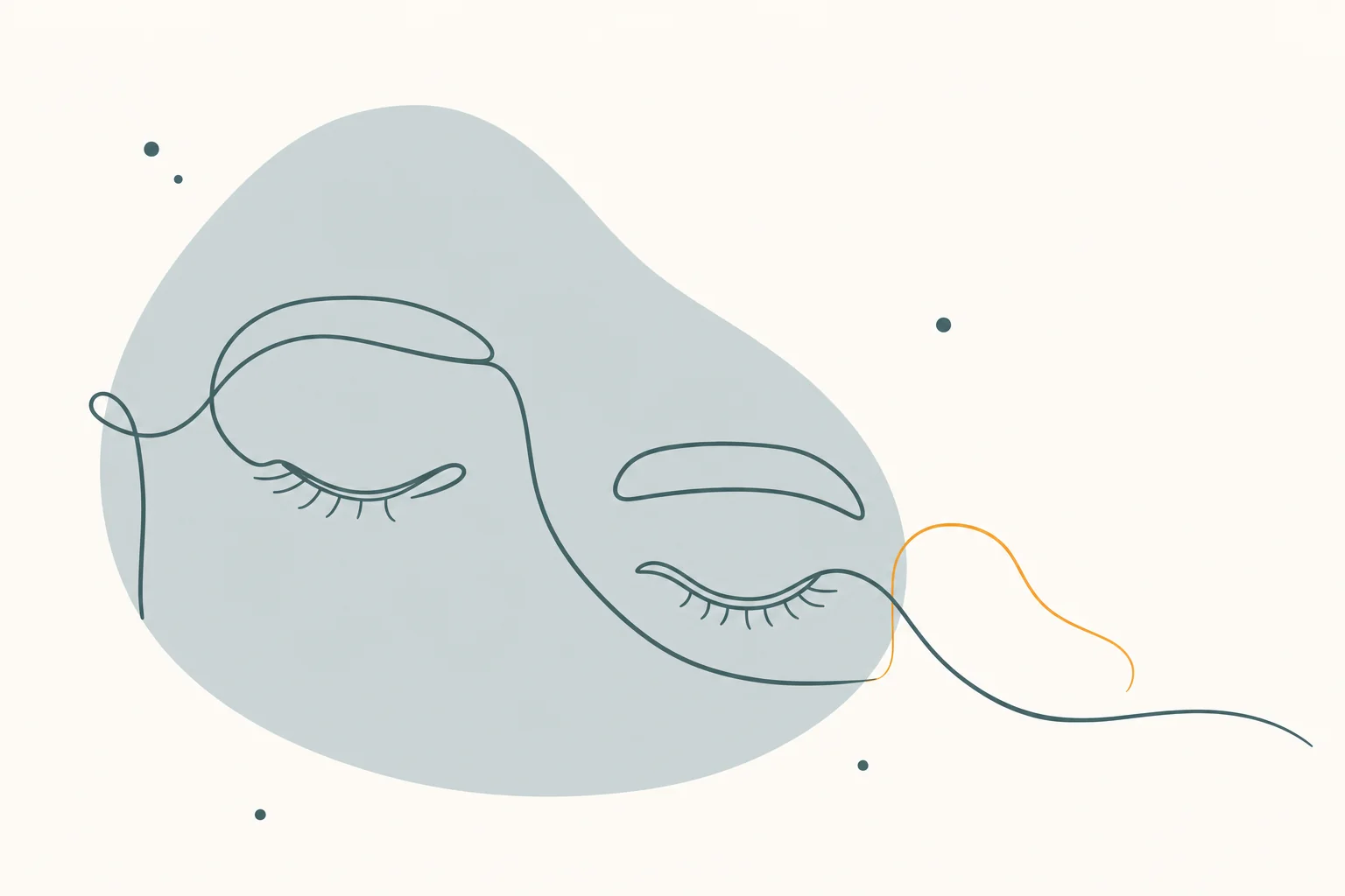 Minimalist line illustration comparing two soft eye-shape curves at different heights, in dark sage on cream.