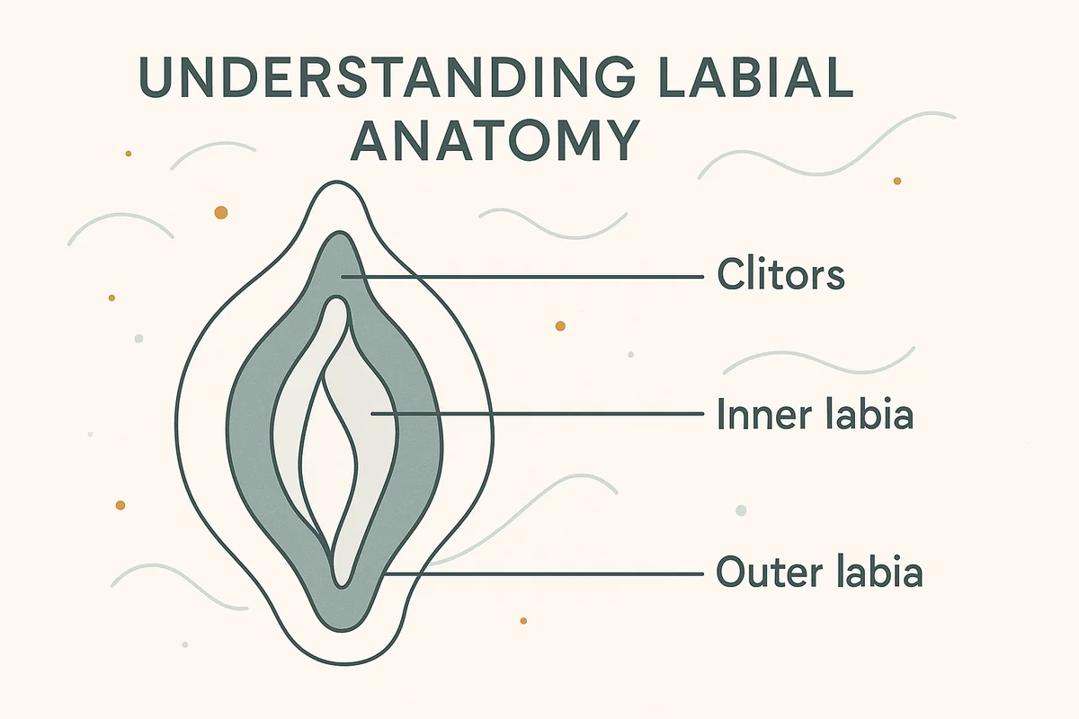 Understanding labial anatomy — abstract educational diagram