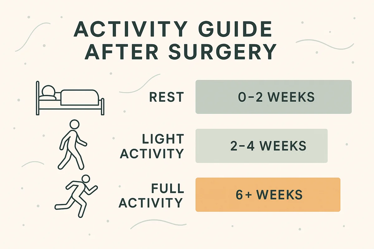 Activity guide after labiaplasty — rest, light activity, full activity timelines